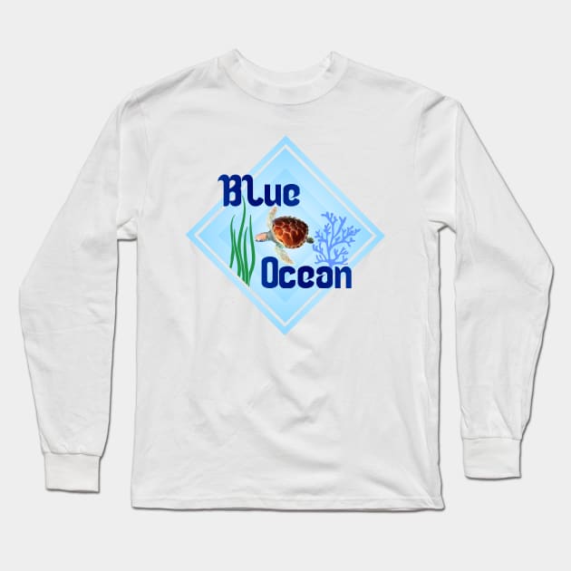 T-Shirt Blue Ocean Long Sleeve T-Shirt by Roqson